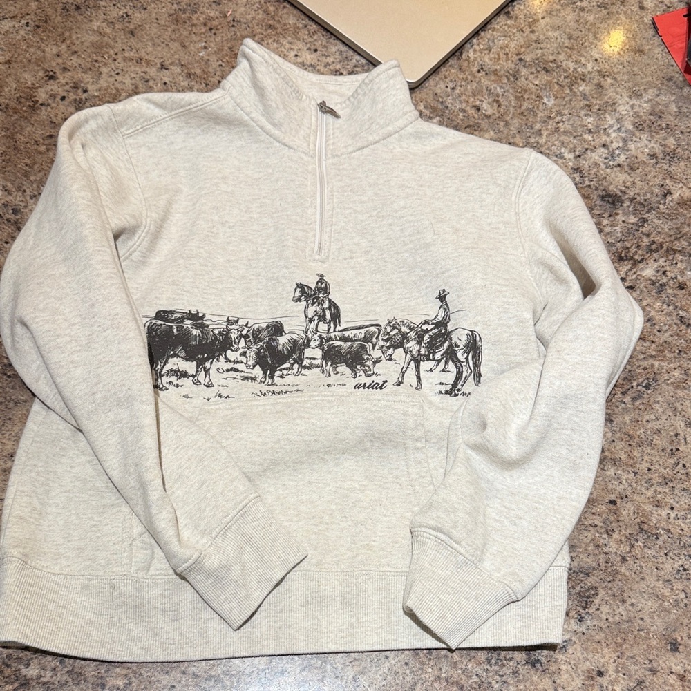 Ariat girls cowgirl Cream Quarter-Zip Sweater